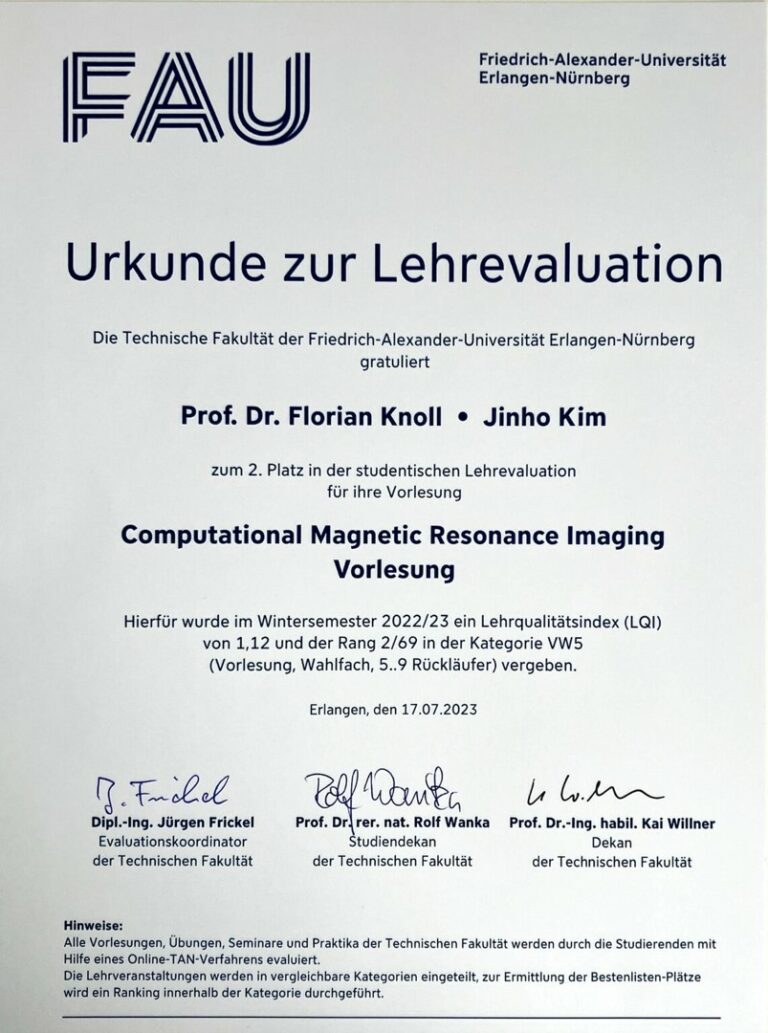 CMRI, ranked #2 out of 69 lectures in the 23/24 winter semester!